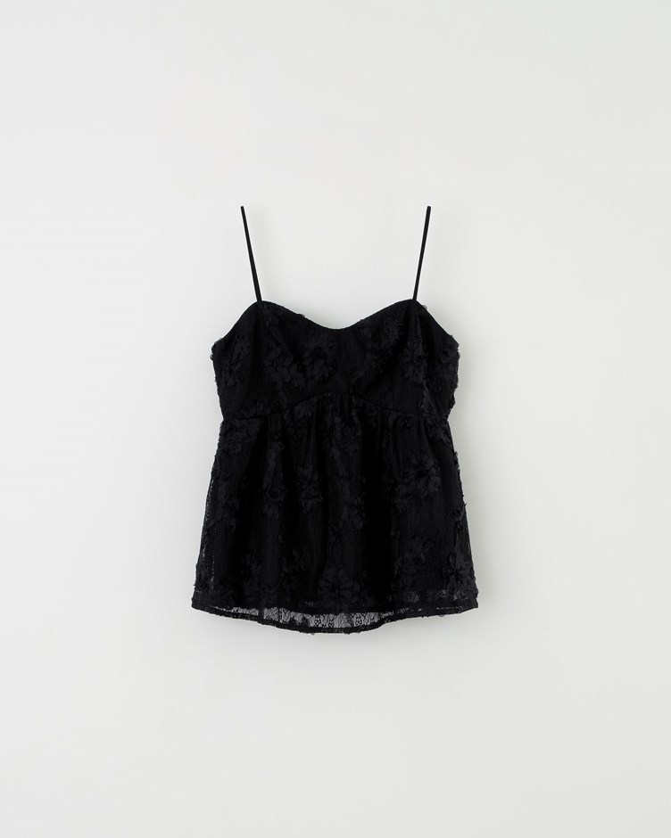 柔弧蕾絲細肩帶背心
