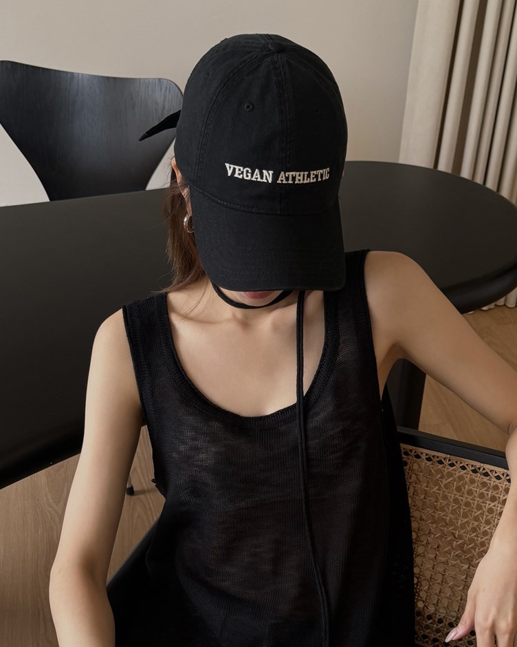 vegan撞色字母刺繡棒球帽