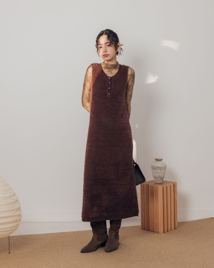 柔軟貂毛感背心洋裝