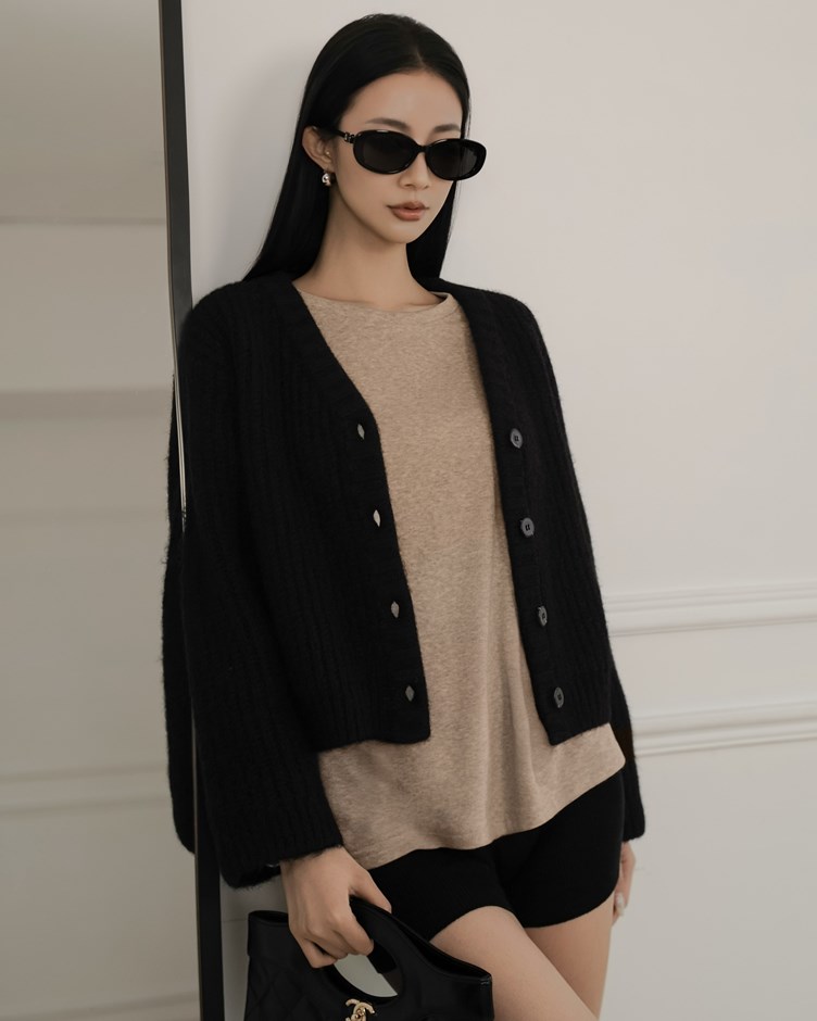 羊駝毛粗針開釦外套