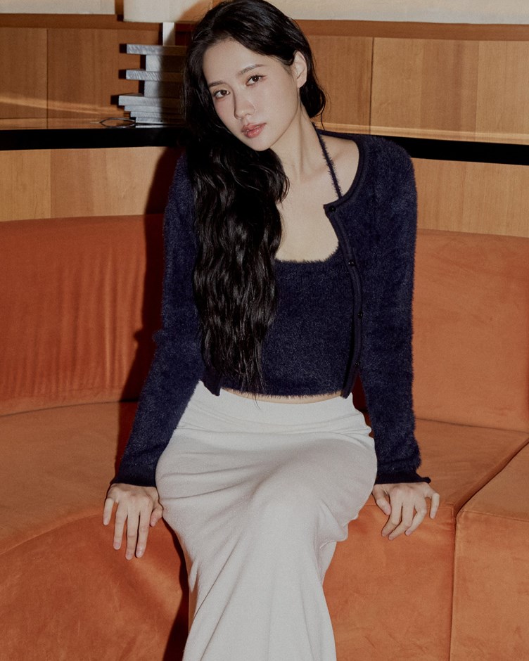 仿貂毛針織排釦外套