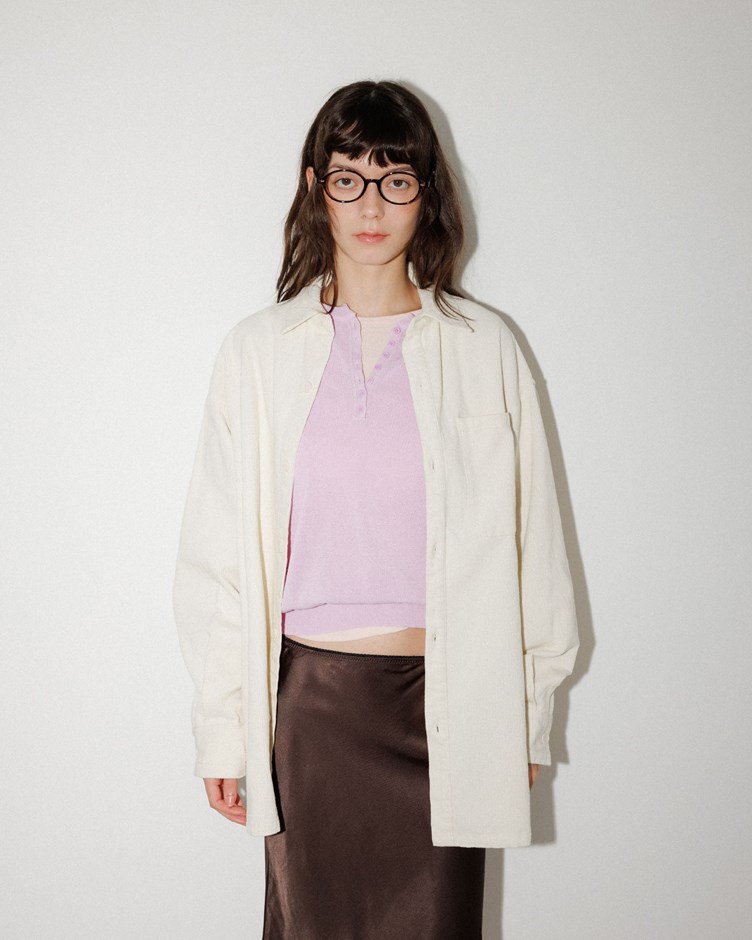 挺料燈心絨寬鬆襯衫