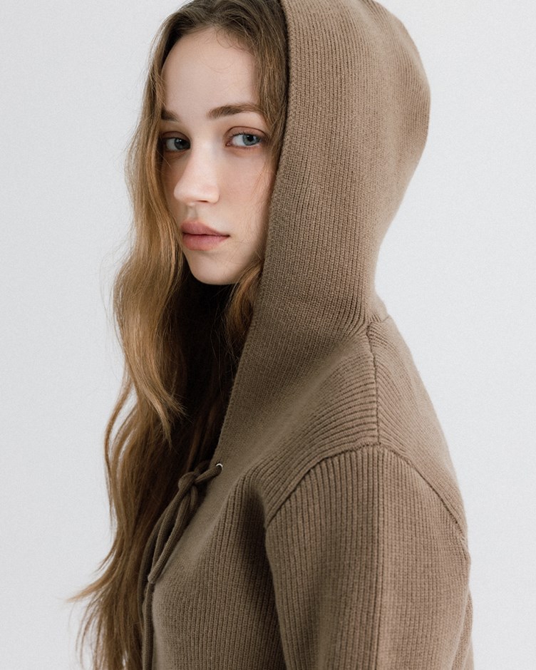 前綁繩連帽針織上衣