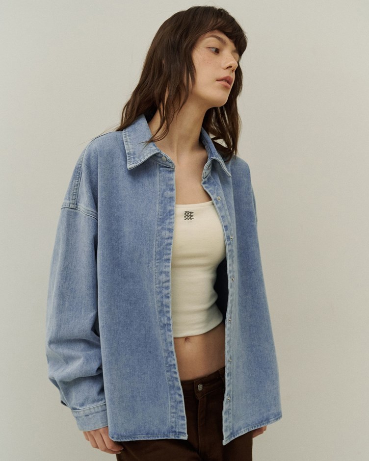 水洗霧感斜紋牛仔襯衫