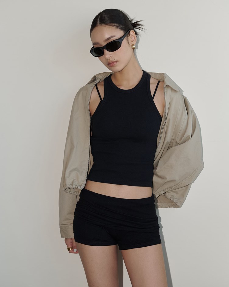 羅紋修身顯瘦削肩背心