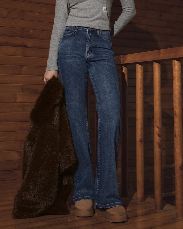 高腰合身牛仔喇叭褲(22)