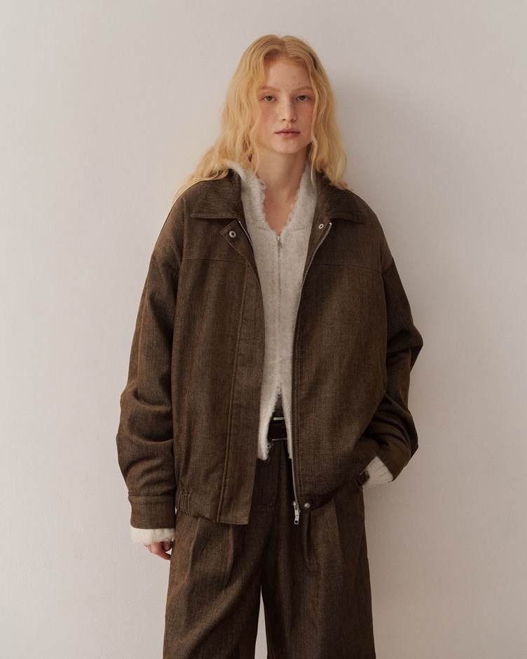 絨面斜紋翻領夾克外套