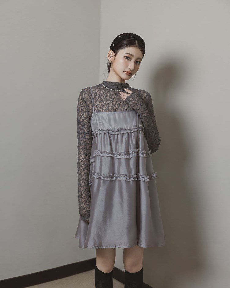 蕾絲平口長袖上衣(兩件式)