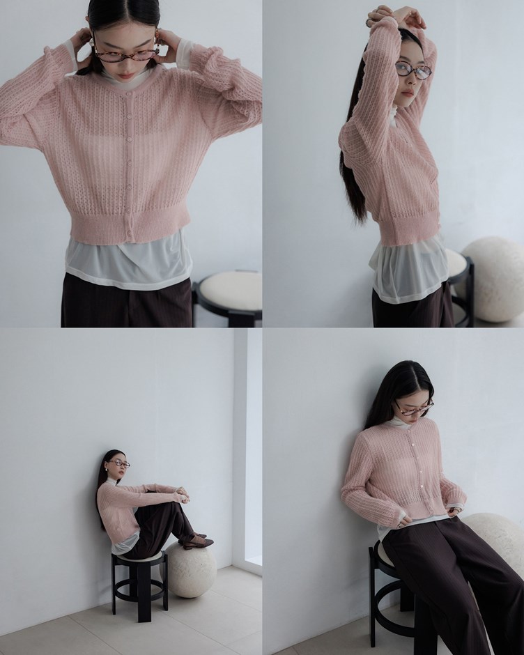 簍空織紋針織外套