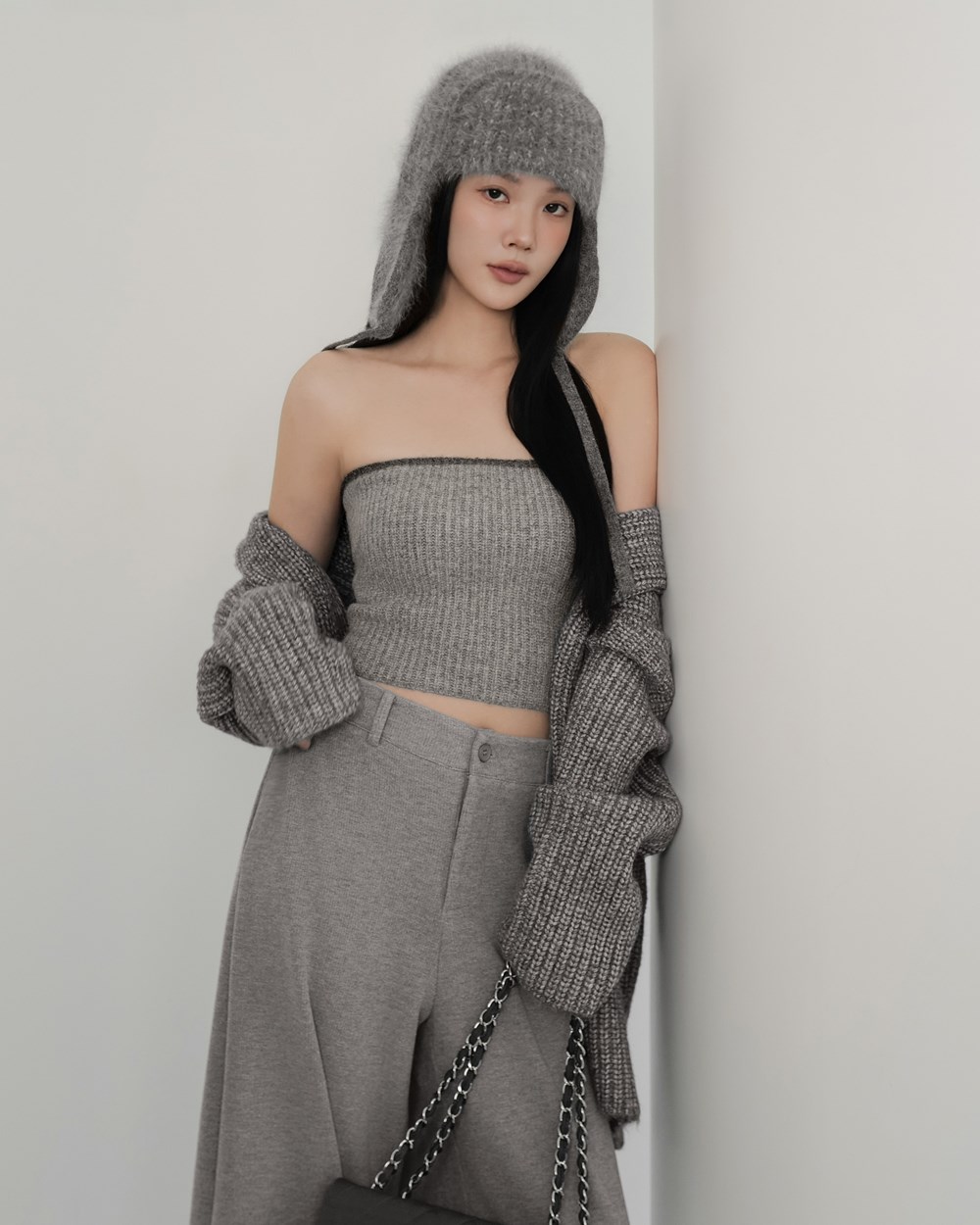 撞色針織平口背心