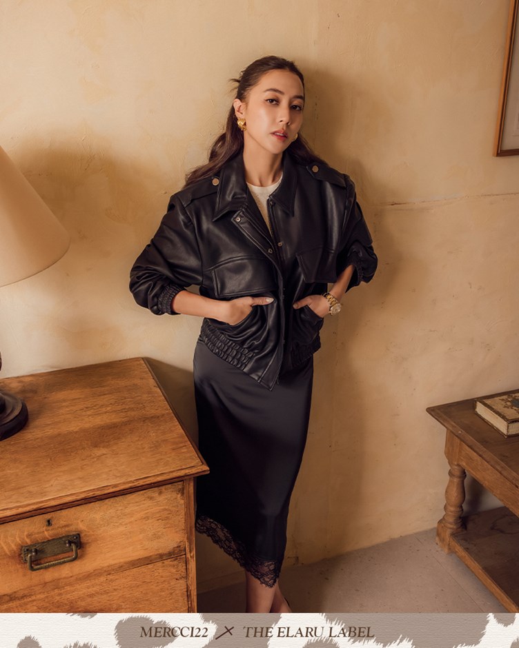 圓弧車線皮革外套(The Elaru label 聯名款-Eleanore)