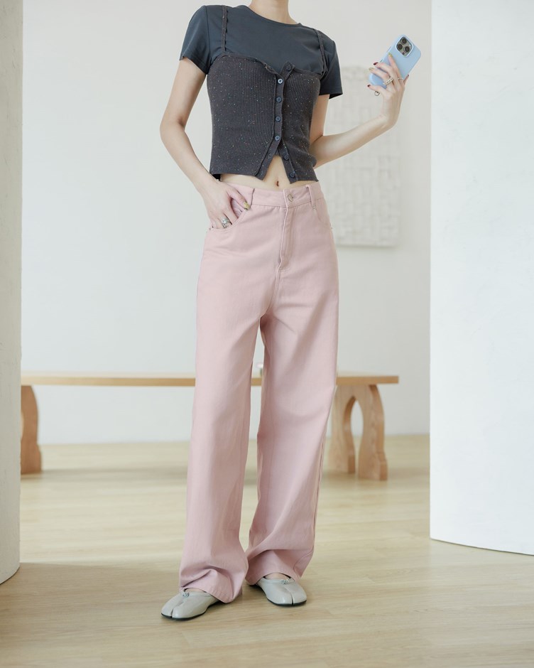 柔霧感軟料直筒牛仔褲