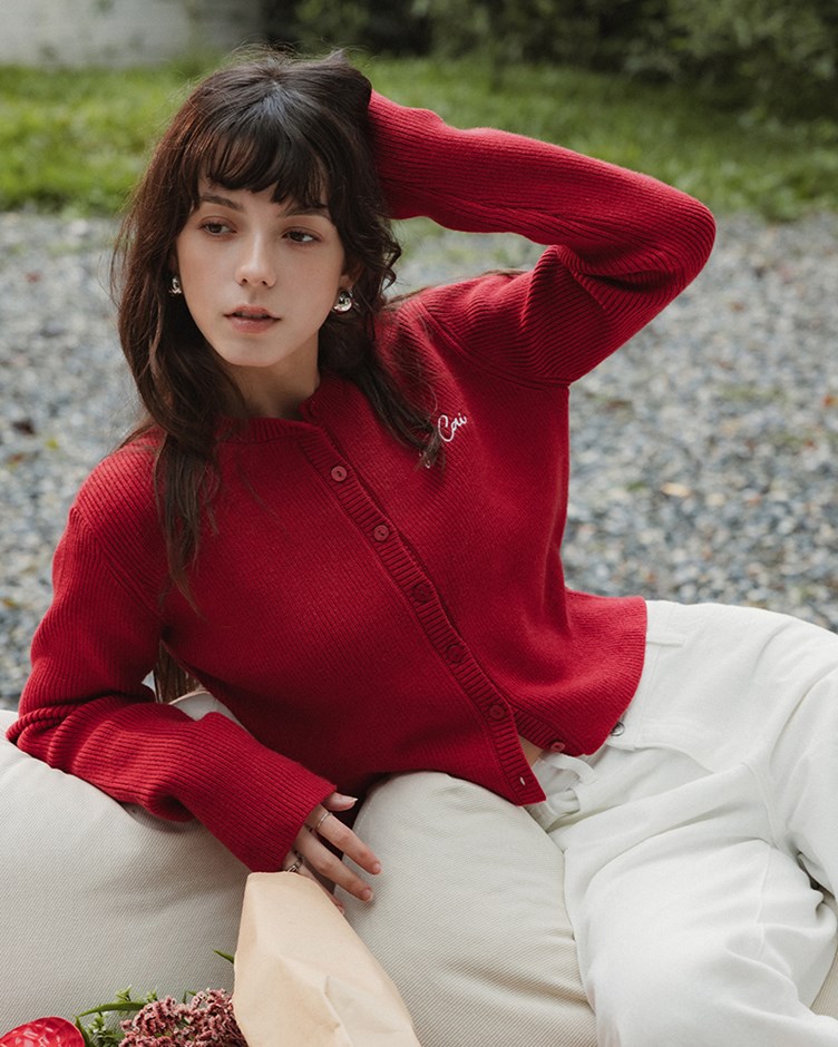 刺繡針織排釦外套