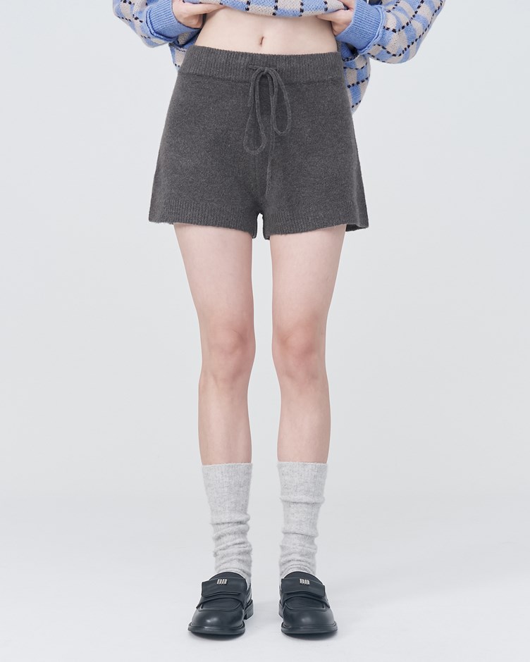 毛絨針織短褲