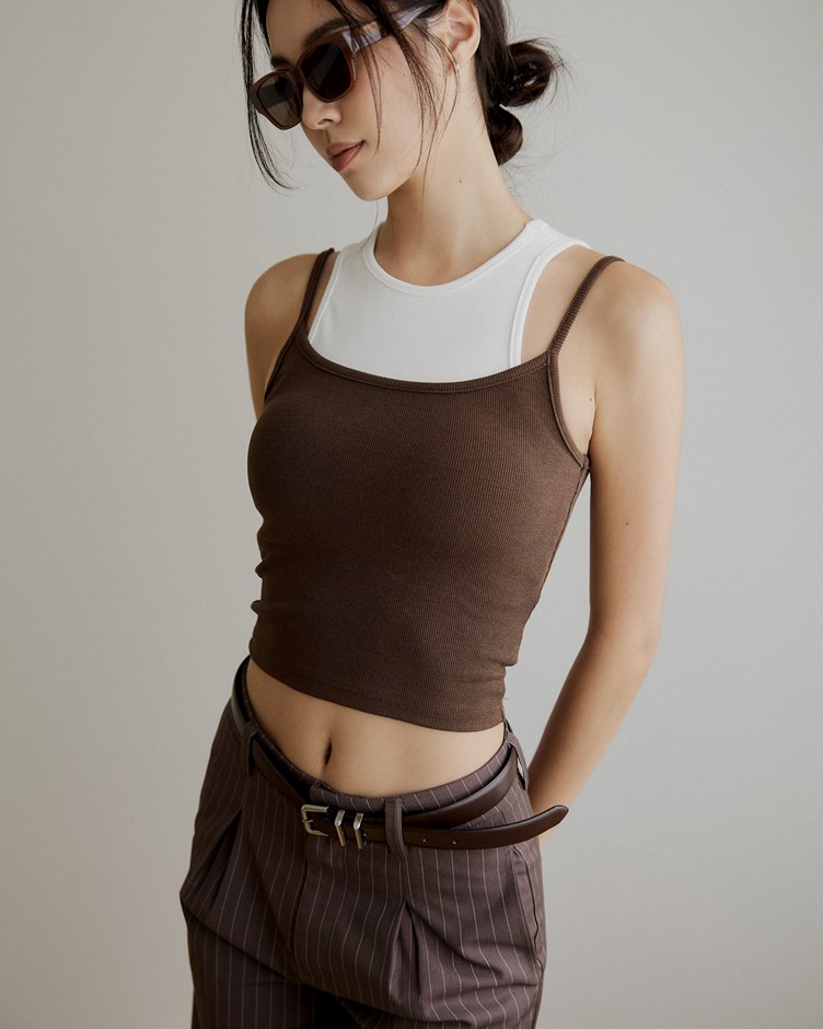 假兩件式削肩x細肩BRA TOP