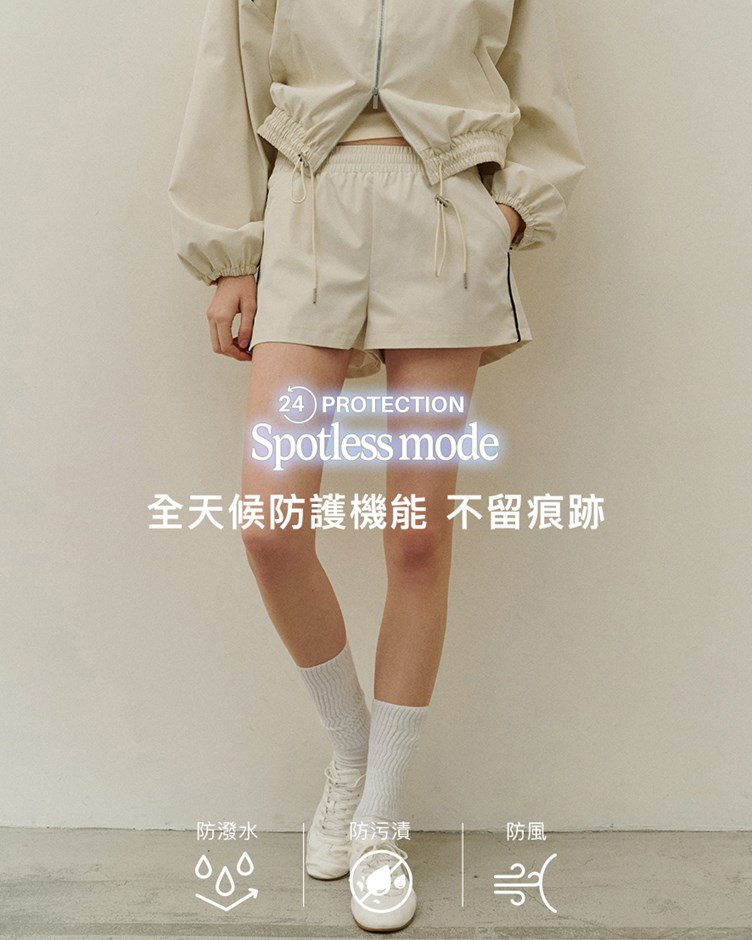 品牌LOGO抗污防潑水鬆緊短褲