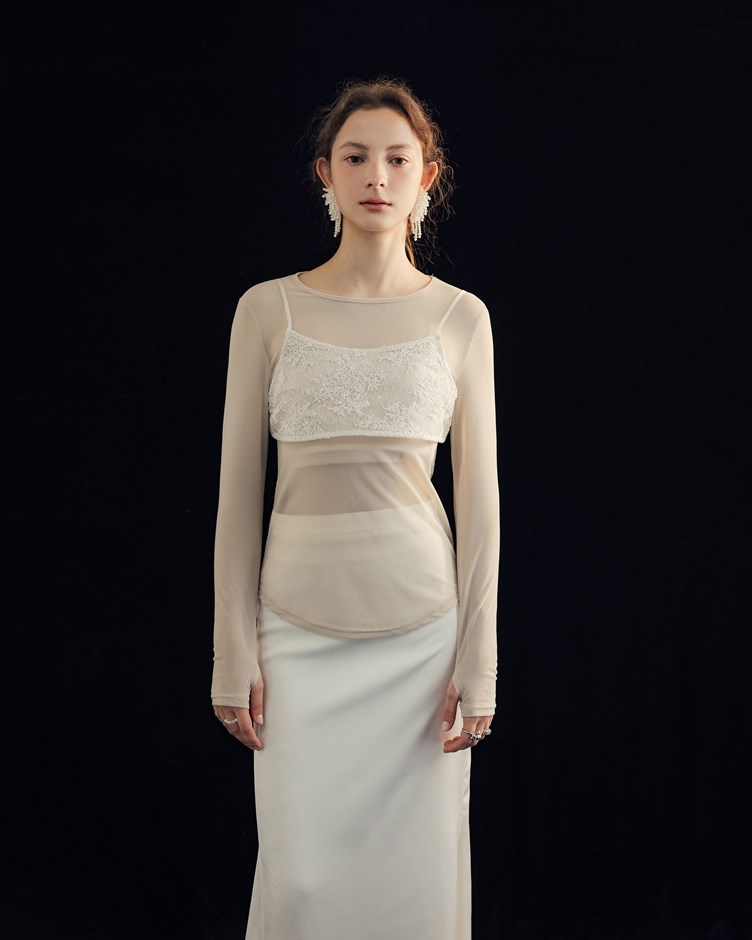 亮片蕾絲短版細肩帶背心