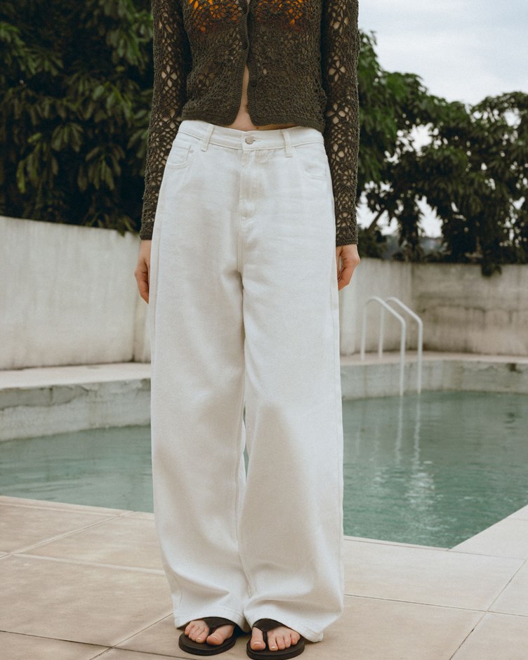 經典刷色牛仔寬褲