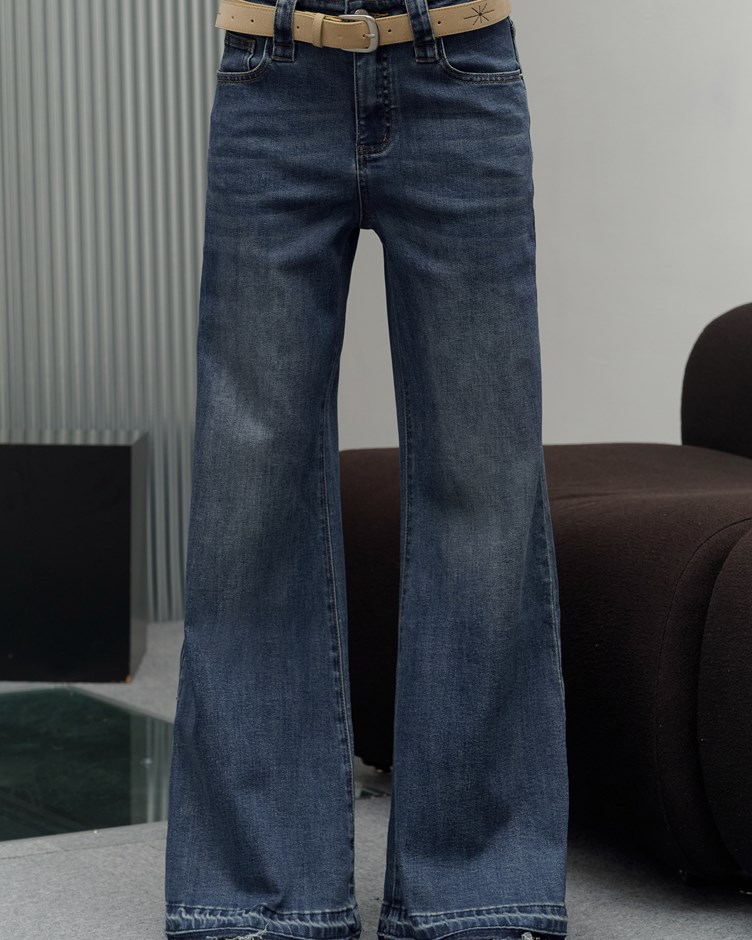 復古刷色喇叭牛仔褲