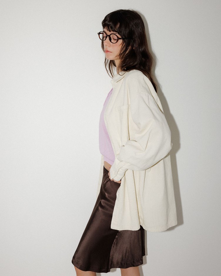 挺料燈心絨寬鬆襯衫