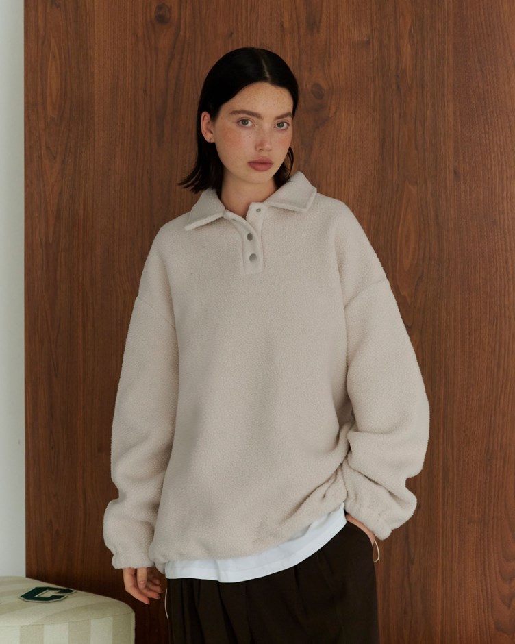 毛絨翻領開襟上衣(金針菇&黃大謙聯名款)