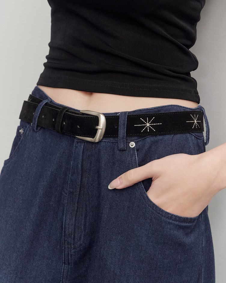 星芒刺繡復古皮帶
