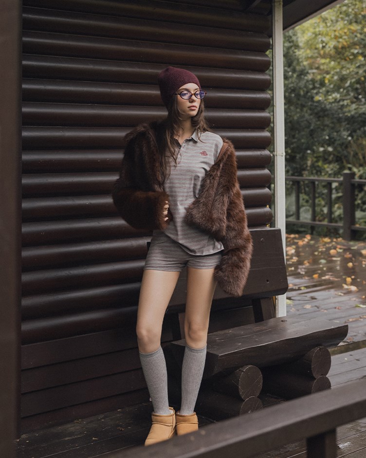 開釦領片條紋短褲套裝(22)