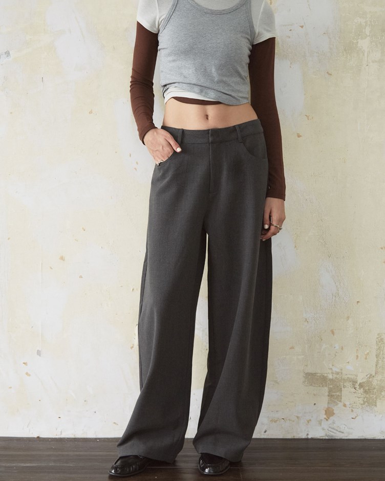 顯瘦繭型抗皺休閒長褲