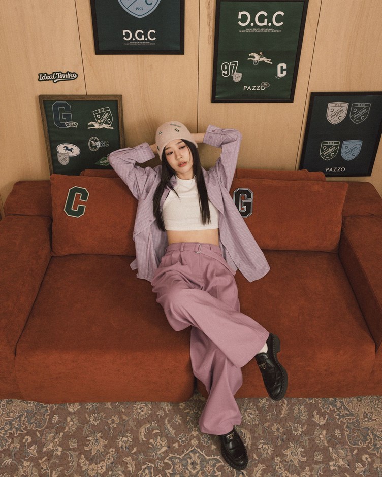 GGC刺繡織紋雙褶西裝褲(附腰帶)(金針菇&黃大謙聯名款)