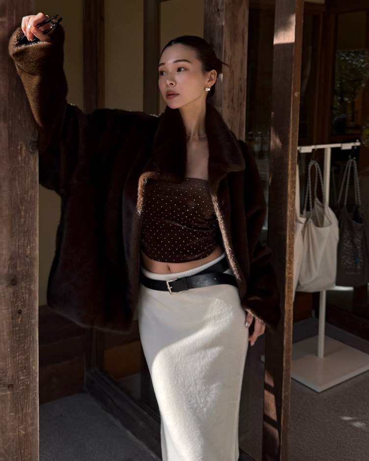 大翻領皮草外套