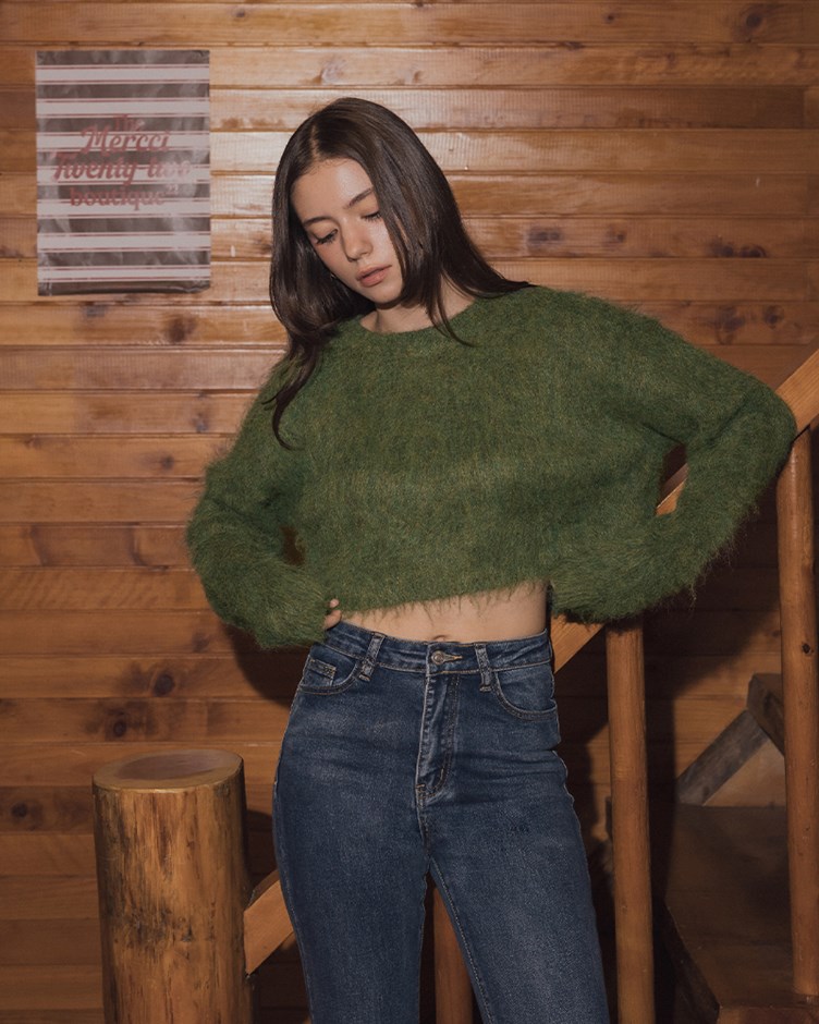 羊駝毛感短版混色毛衣(22)