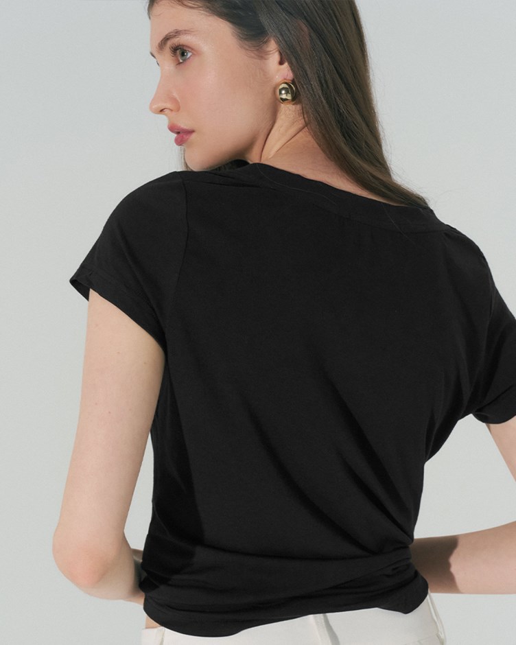 柔軟棉質V領短袖