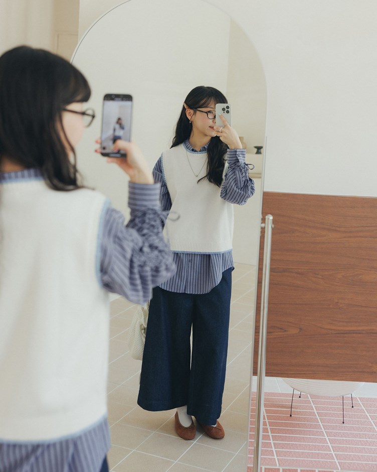 隨興寬版八分牛仔褲