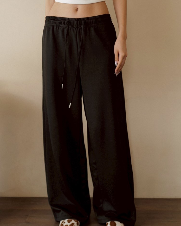 輕柔斜紋磨毛抽繩長褲