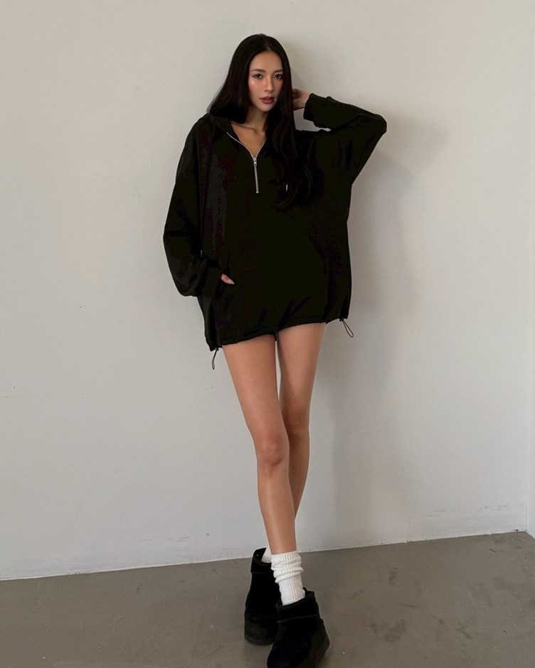 Unisex半拉鍊連帽抽繩衛衣