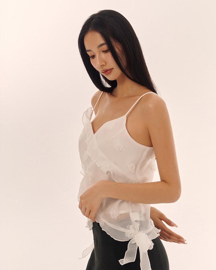花朵造型細肩帶上衣