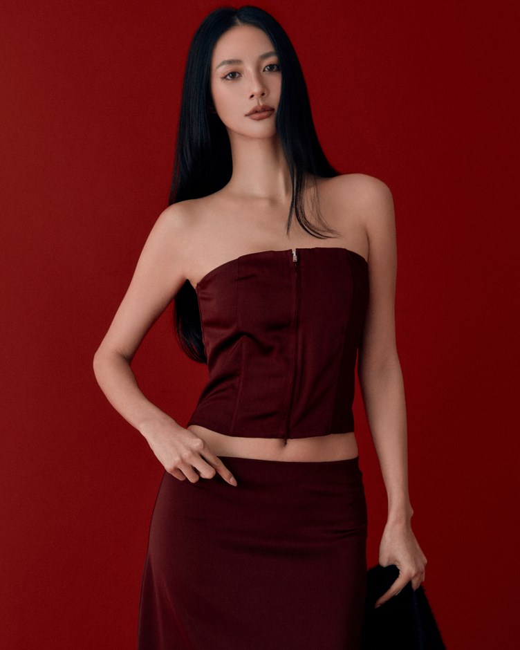 緞面魚骨馬甲背心