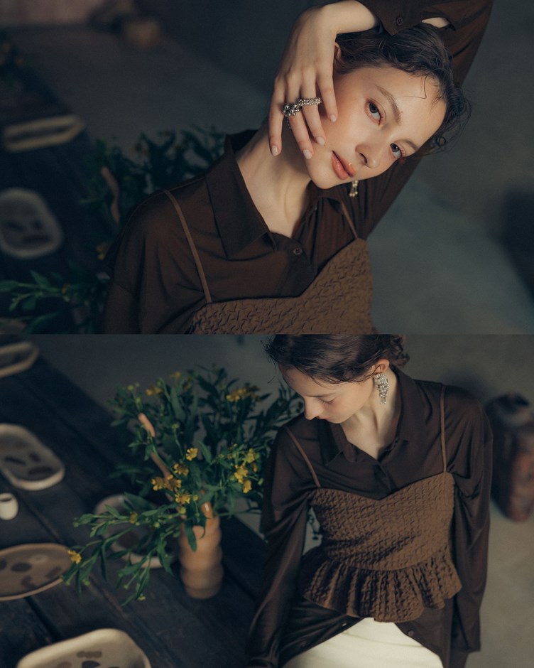 寬鬆Q彈透肌襯衫