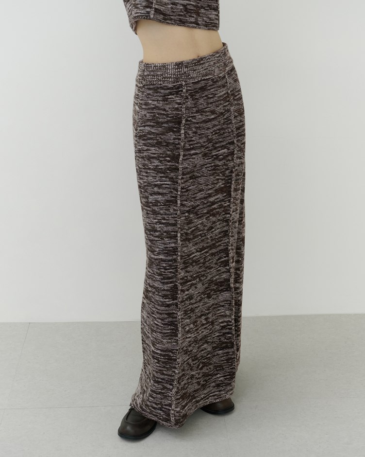 混色織紋直筒長裙