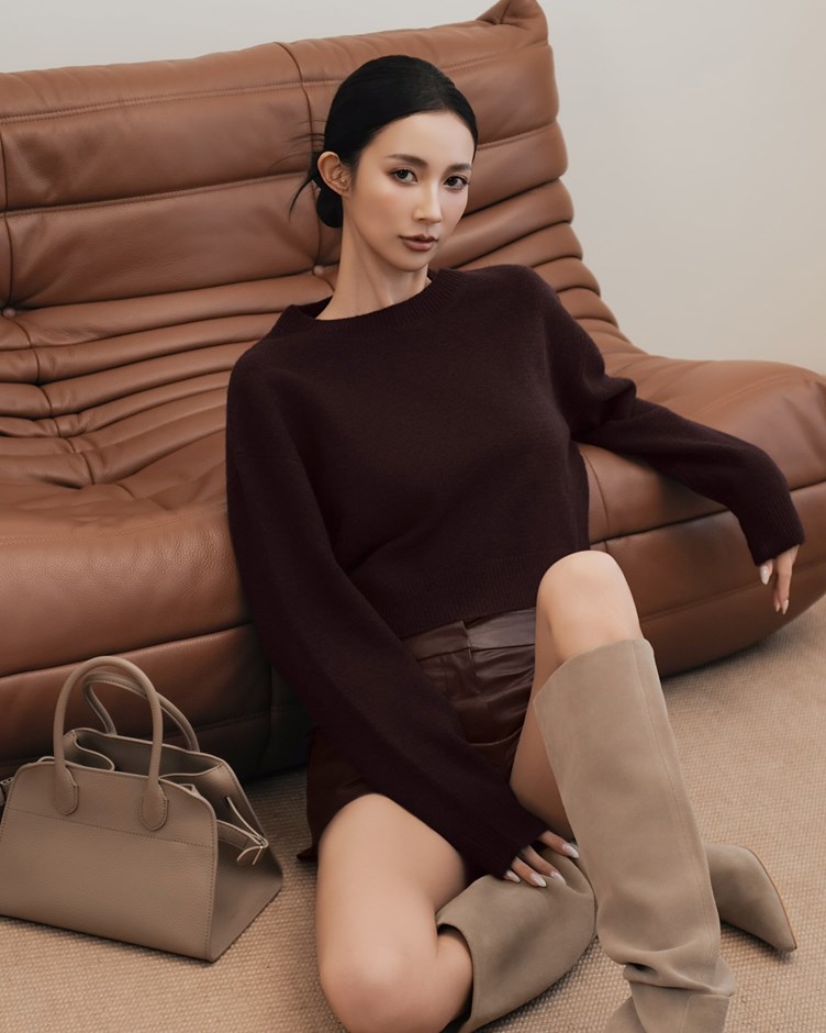 羊毛短版針織長袖上衣