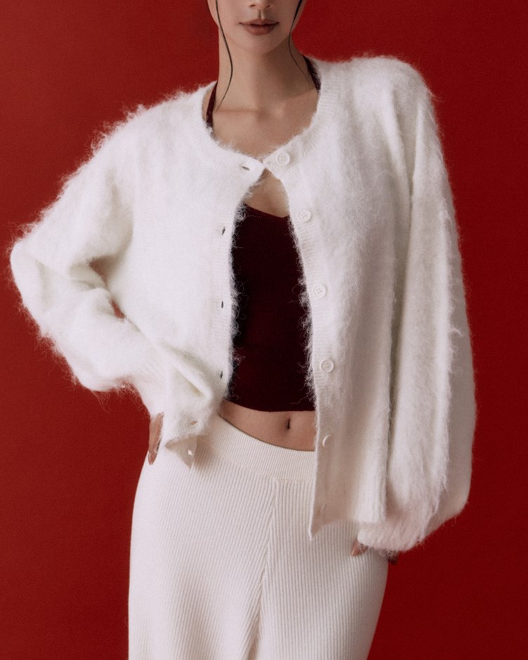 羊駝針織開襟外套