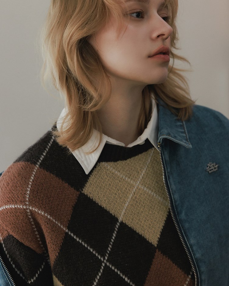 短版菱格紋羊毛毛衣(22)