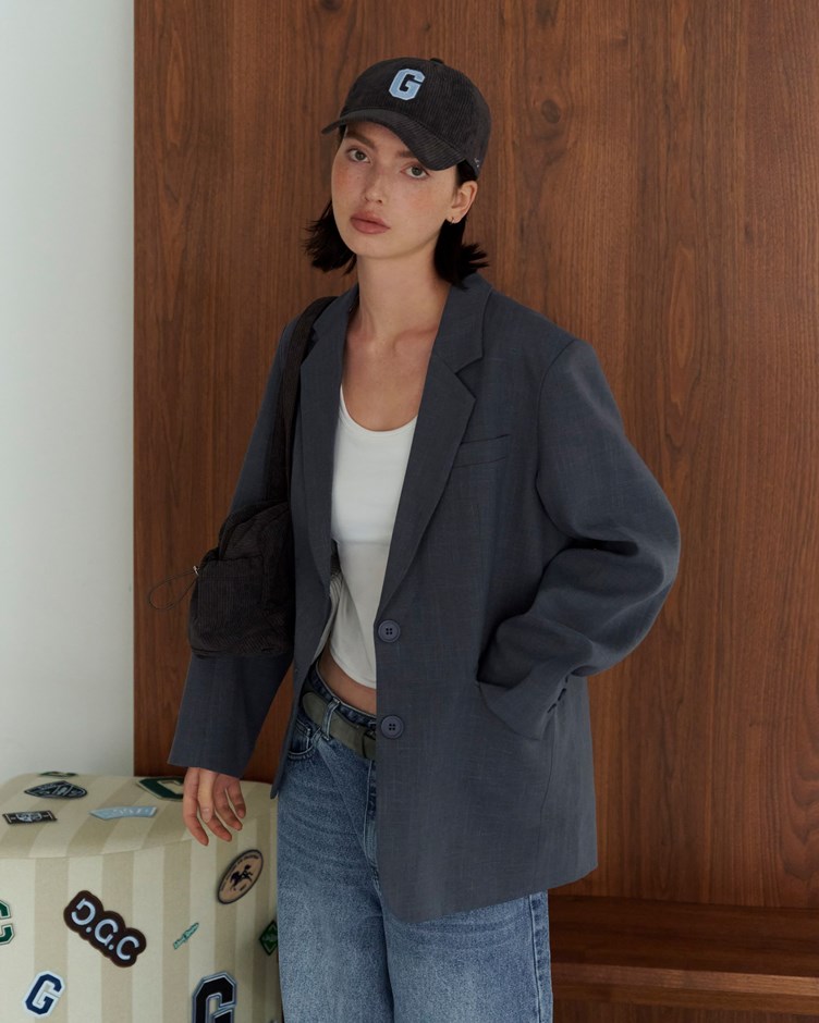 織紋挺版貼布繡西裝外套(金針菇&黃大謙聯名款)