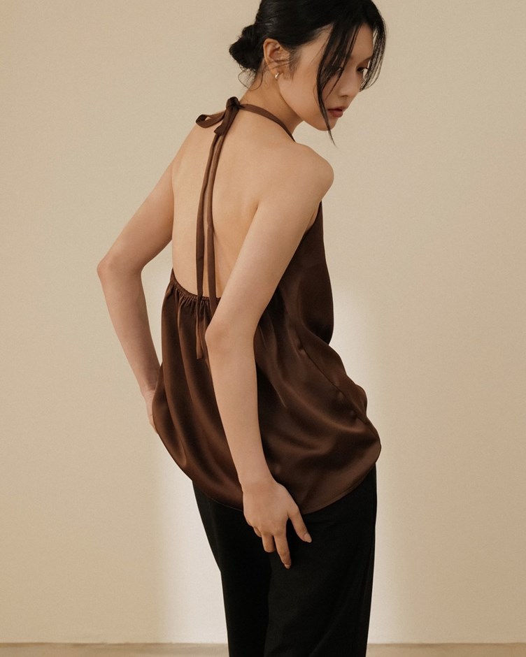光澤緞面美背綁帶背心