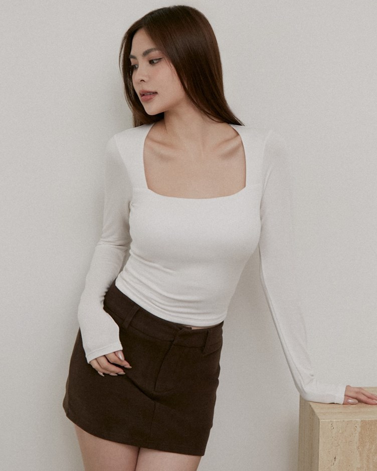 輕盈發熱方領長袖BRA上衣