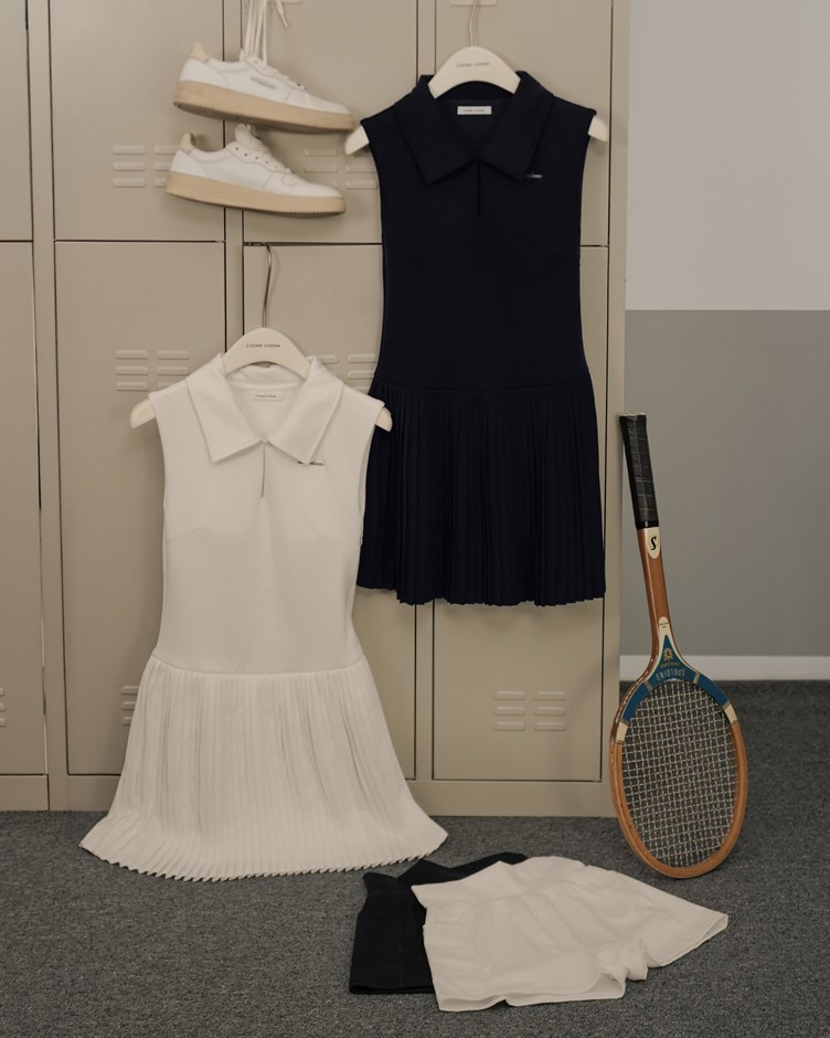 翻領拼接百摺BRA短洋