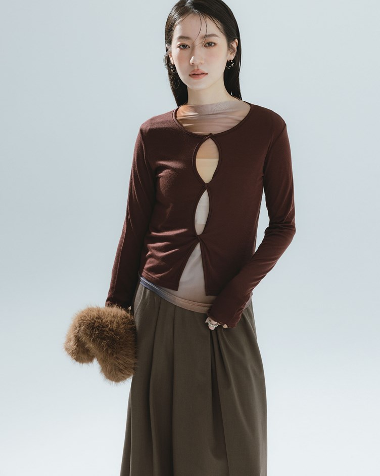 天絲羊毛扭結設計上衣