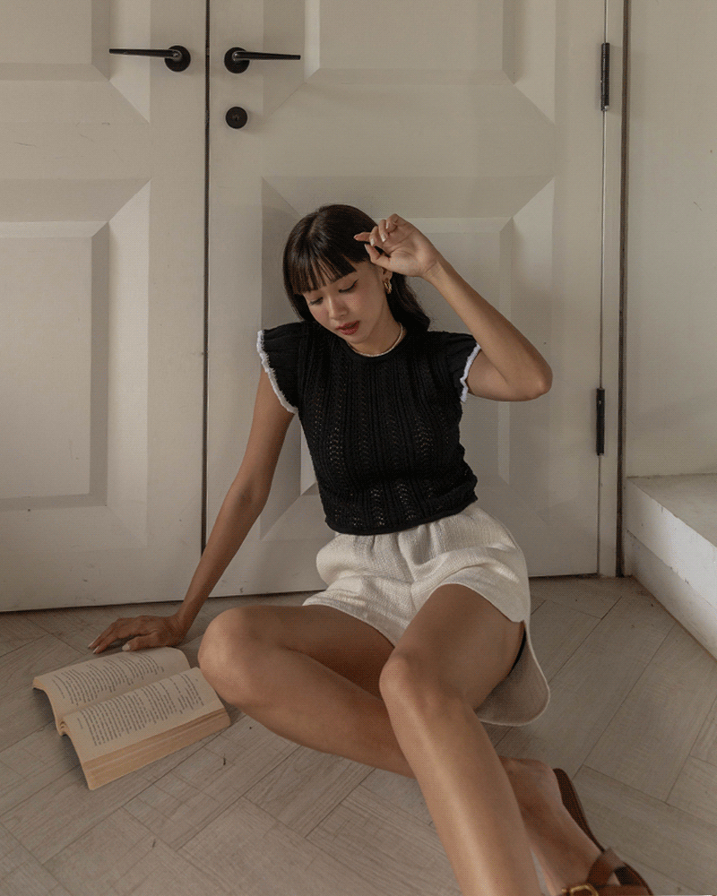 荷葉滾邊針織上衣