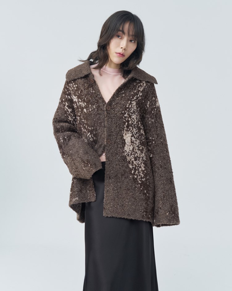 不規則緹花針織外套