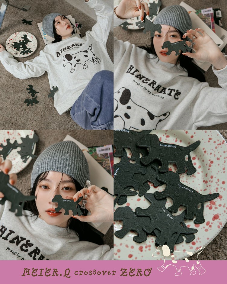 zero-彩點刺繡狗狗大學TEE